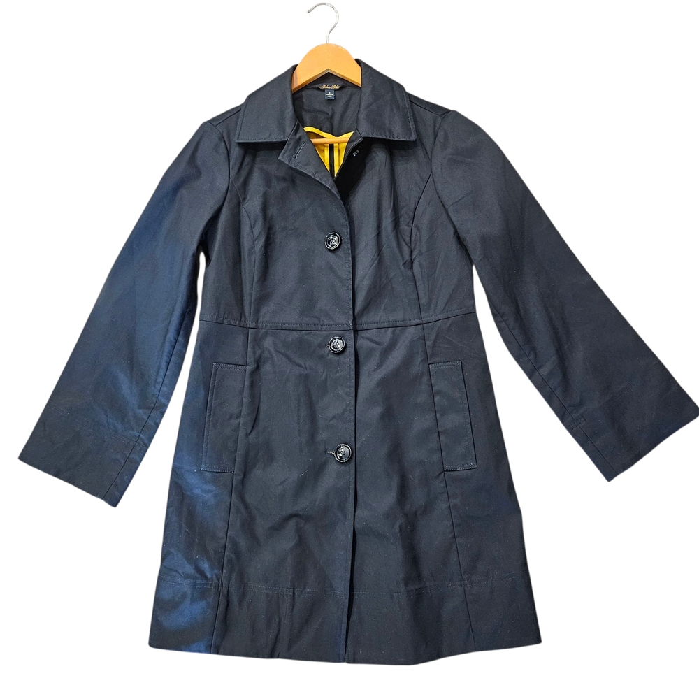 Brooks Brothers Women's Navy Blue 100% Cotton Made in Italy Trench Coat Size 6